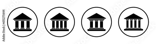 Bank icon set illustration. Bank sign and symbol, museum, university