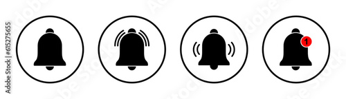 Bell Icon set illustration. Notification sign and symbol for web site design
