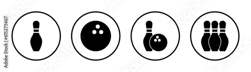 Bowling icon set illustration. bowling ball and pin sign and symbol.