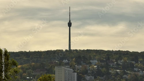 Wallpaper Mural sunset time stuttgart city center famous tv tower aerial panorama 4k germany Torontodigital.ca