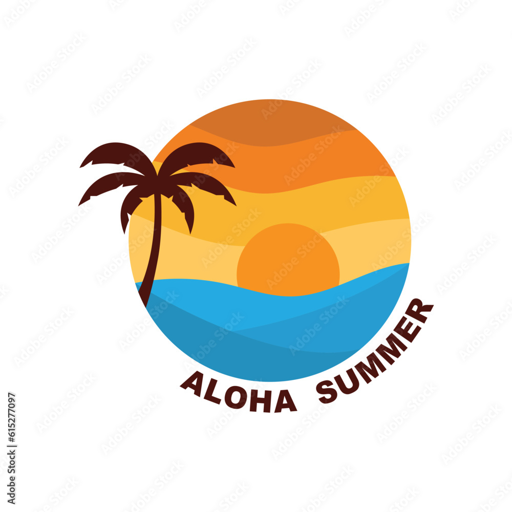 summer beach logo vector illustration summer beach logo vector illustration
