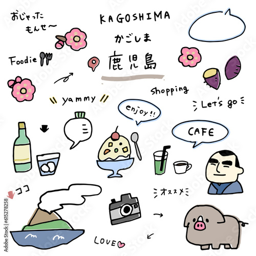 鹿児島の手描きのアイコンセット