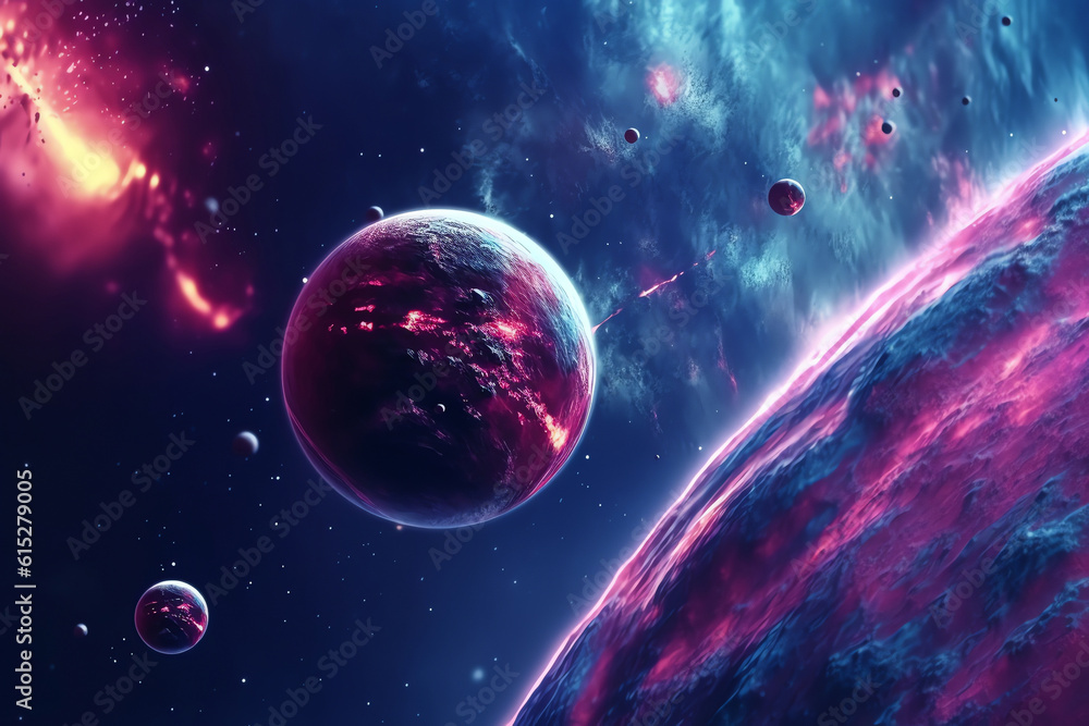 Fototapeta premium planets galaxy outer space background