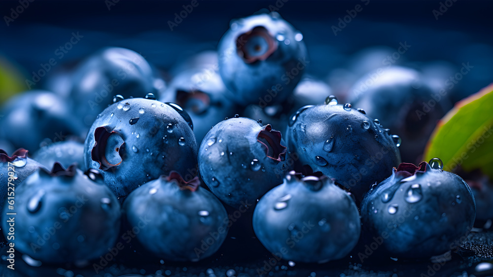 Blueberries Close Up Berry Fruits Food 4k Background , Generative Ai 