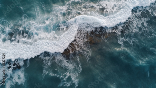 Ocean wave from above. Aerial view, abstract drone seascape background