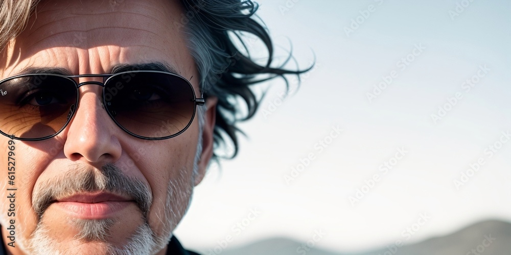 Elderly man wearing sunglasses, generative AI Elderly man wearing sunglasses, generative AI