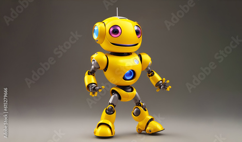 Cute happy yellow robot
