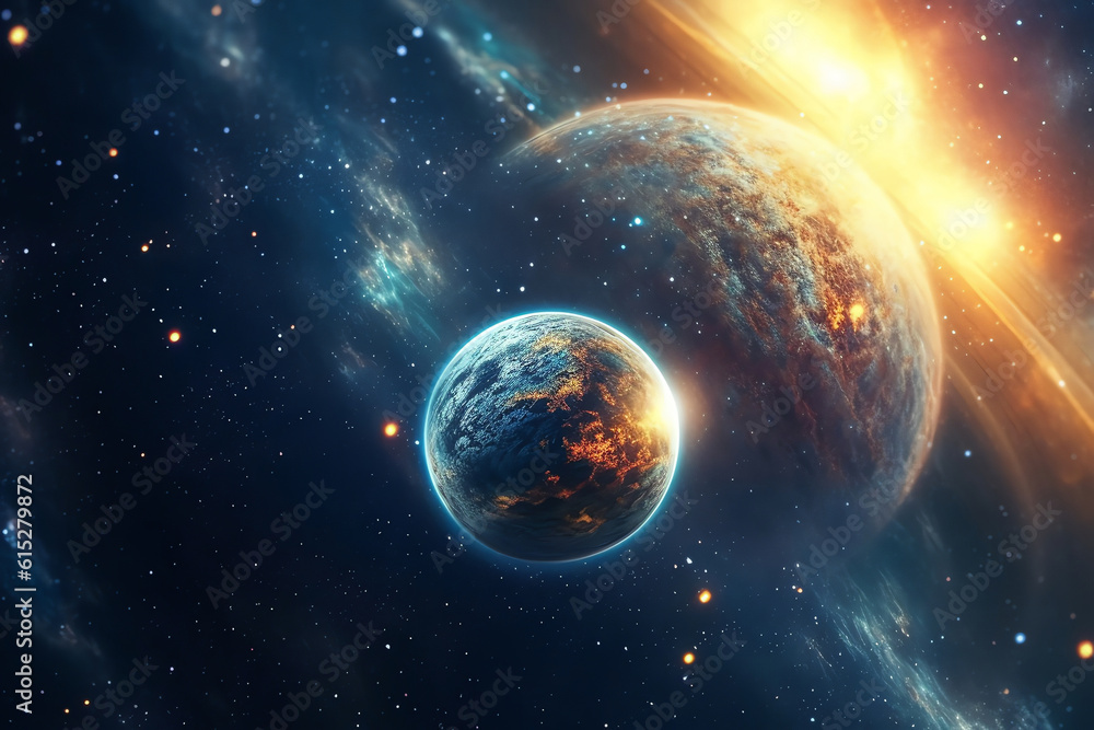 Fototapeta premium planets galaxy outer space background