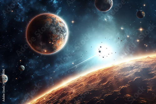 planets galaxy outer space background