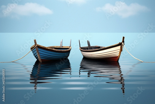 Photo An image of two boats floating - Generative AI