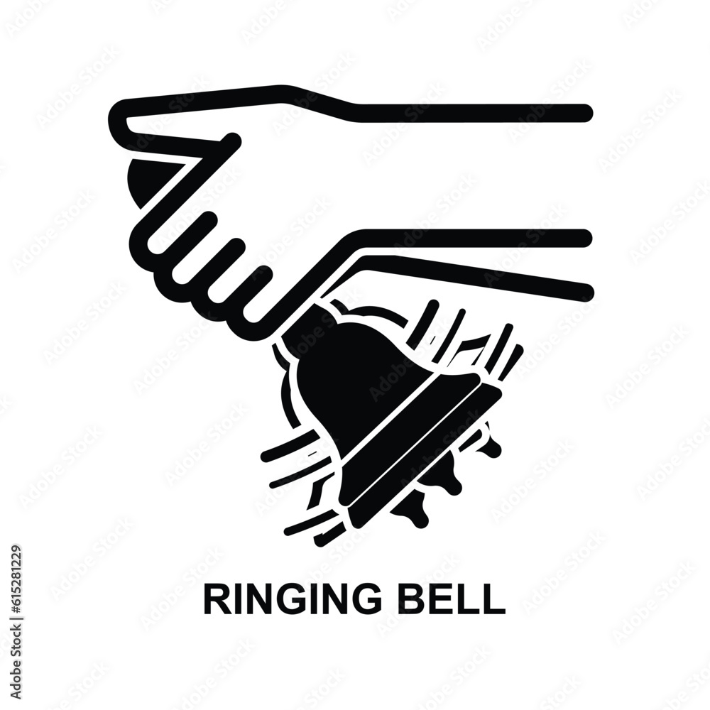 Obraz premium Hand ringing retro bell icon isolated on background vector illustration.