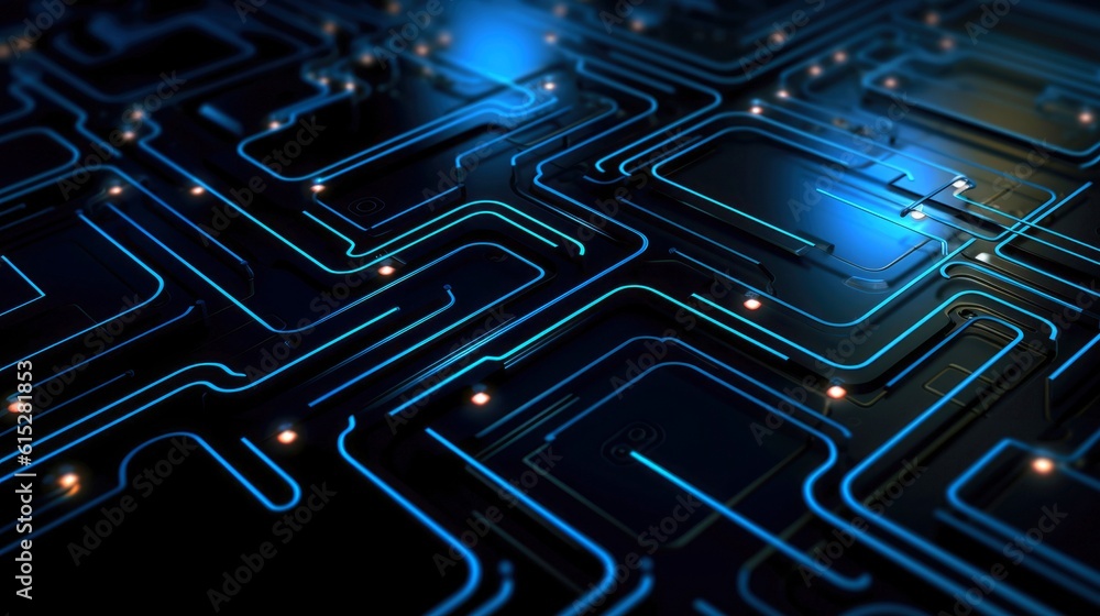 Obraz premium Close-up of circuit board. Electronic computer hardware technology. Motherboard digital chip. blurred concept, Generative AI illustration