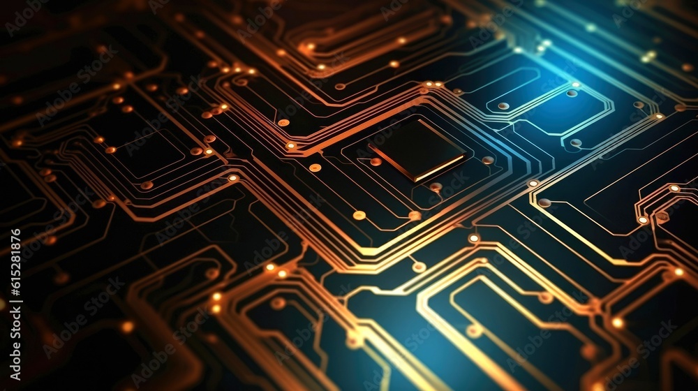 Close-up of circuit board. Electronic computer hardware technology. Motherboard digital chip. blurred concept, Generative AI illustration Close-up of circuit board. Electronic computer hardware technology. Motherboard digital chip. blurred concept, Generative AI illustration