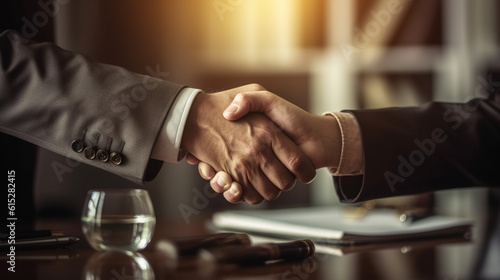 Generative AI  Glimpse of Collaboration  Businessmen s Handshake