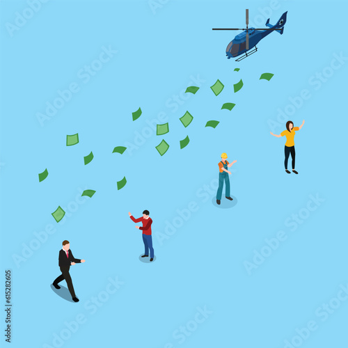 Stimulus check or stimulus package to improve economy isometric 3d vector illustration concept for banner, website, illustration, landing page, flyer, etc