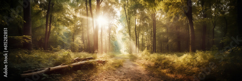 sun shining in the forest, Generative AI