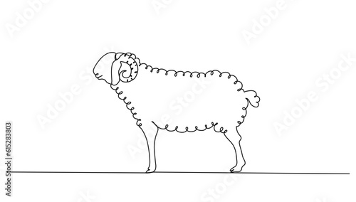 Continuous line art or One Line a sheep drawing for vector illustration, farm business. sheep isolated. modern continuous line drawing graphic design