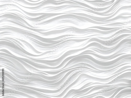 3D illustration white seamless pattern waves light and shadow. Wall decorative panel