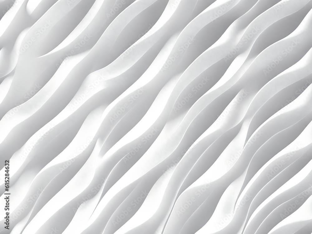 Naklejka premium 3D illustration white seamless pattern waves light and shadow. Wall decorative panel