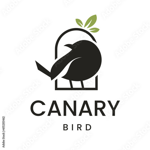 Vintage retro canary logo design vector illustration premium