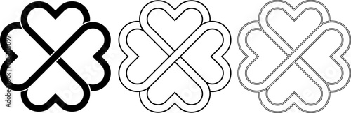 Black white Love clover knot icon