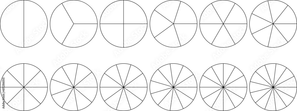 Outline pie chart icon set Outline pie chart icon set