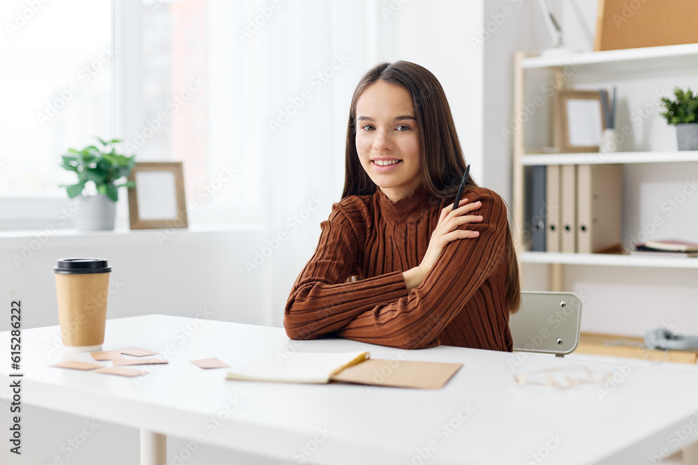 student desk preparation notebook education teenager exam schoolgirl girl table student desk preparation notebook education teenager exam schoolgirl girl table