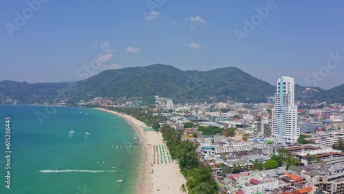 Patong (Pa Tong) Beach in Phuket, Thailand.  Patong Beach is one of the most popular destinations in Phuket. Bangla Road has many entertainment venues. photo