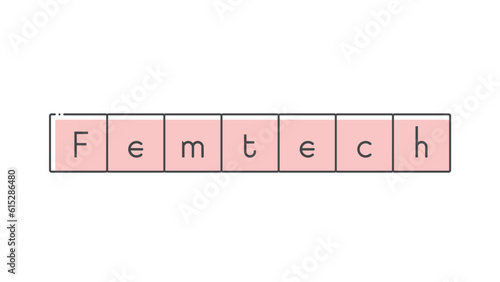 FemTechの文字と四角いフレームのタイポグラフィ - シンプルなフェムテックのイメージ素材
