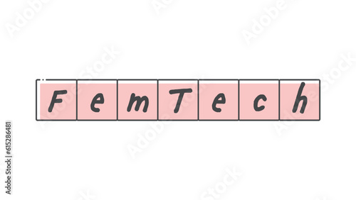 FemTechの文字と四角いフレームのタイポグラフィ - シンプルなフェムテックのイメージ素材
