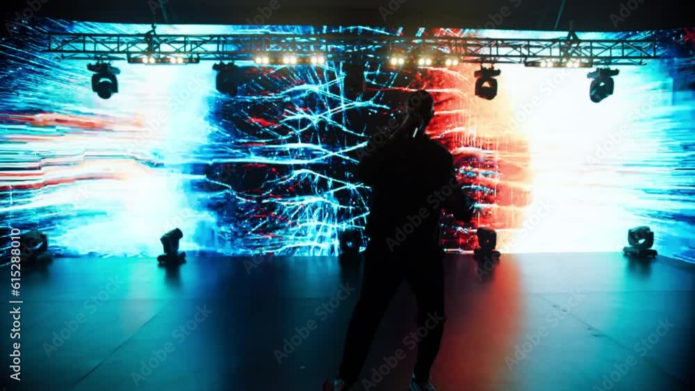 African-American Black rap artist performing his gig in front of a ...