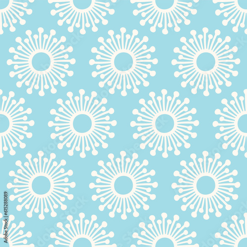 Pastel Blue Dandelion Flower Motif Seamless Vector Repeat Pattern