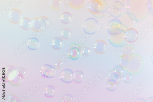 Beautiful Transparent Colorful Soap Bubbles Background. Soap Sud Bubbles Water. 