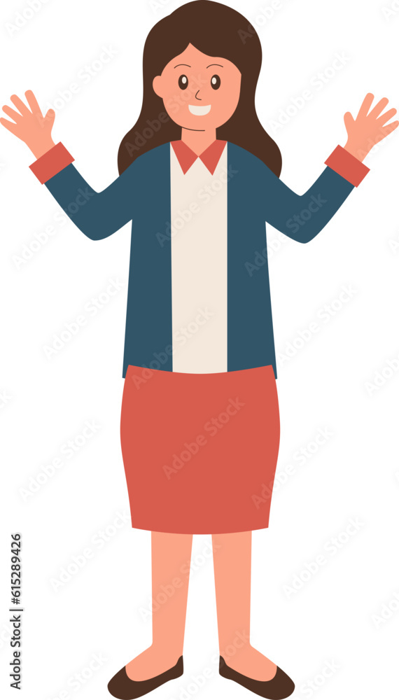 Happy Female Employee Illustration Vector Happy Female Employee Illustration Vector