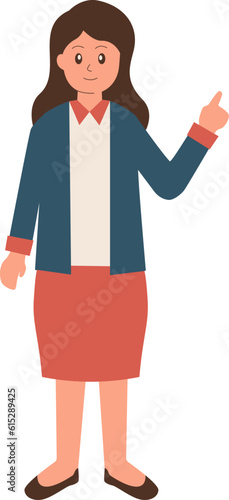Pointing Female Employee Illustration Vector