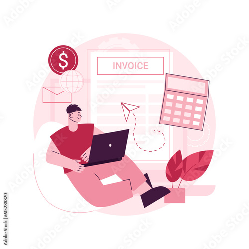 E-invoicing abstract concept vector illustration. Electronic invoice, e-billing system, e-invoicing service, e-economy tool, financial software, digital transaction, accounting abstract metaphor.