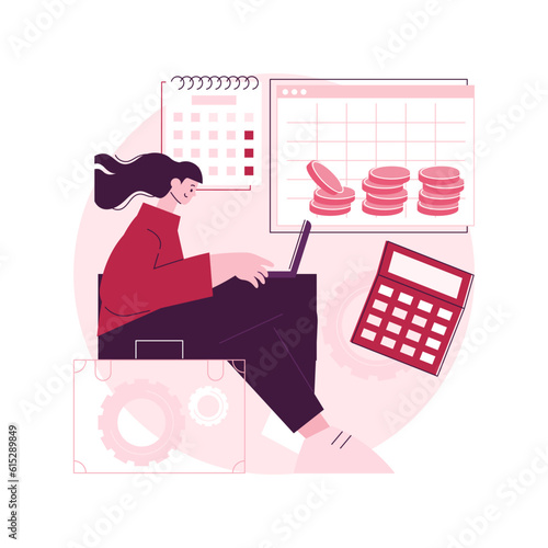Budget planning abstract concept vector illustration. Balanced budget, money spending plan, company budget management, keep finances on track, emergency savings, expences control abstract metaphor.