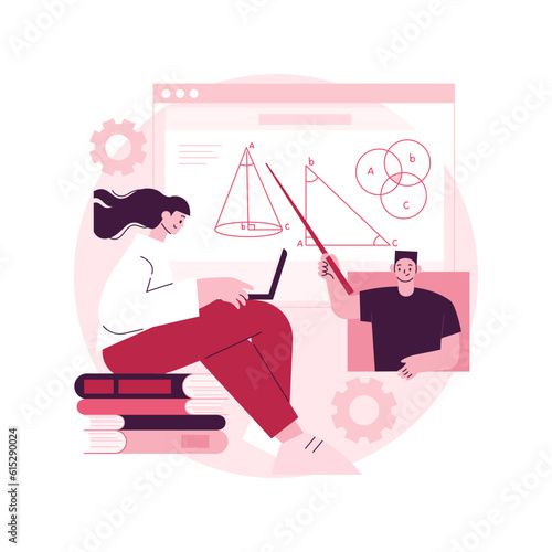 Online math tutoring abstract concept vector illustration. Math private lessons, reach your academic goals, online education in quarantine, homeschooling, qualified teachers abstract metaphor.
