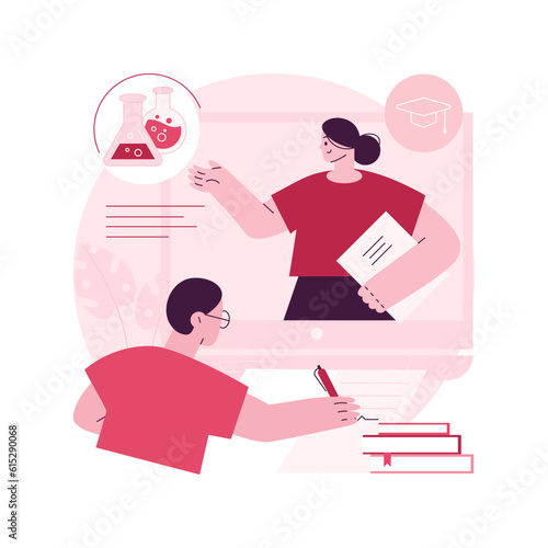Online Science tutoring abstract concept vector illustration. Personalised learning, online educational platform, homeschooling in covid-2019 quarantine, science video lessons abstract metaphor.