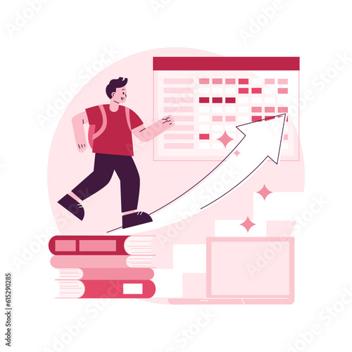 K-12 program abstract concept vector illustration. K-12 education timeline, homeschool program, primary and secondary schooling, online public school, learning calendar abstract metaphor.