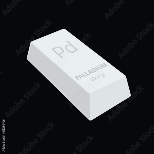 Palladium ingot. Vector. An illustration of a valuable metal weighing 1 kilogram. Ingot grade 99 percent. Icon for banking website or investment app. Financial instrument of savings.