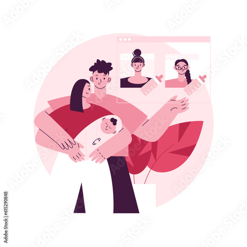 Child care online platform abstract concept vector illustration. Daycare center search platform, babysitter online catalog, find child care service, information for parents abstract metaphor.