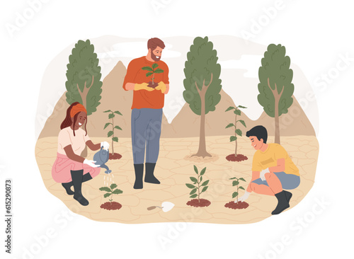 Reforestation isolated concept vector illustration. Silviculture, reforestation program, replanting trees, forest natural restoration, save woodland, climate change mitigation vector concept.