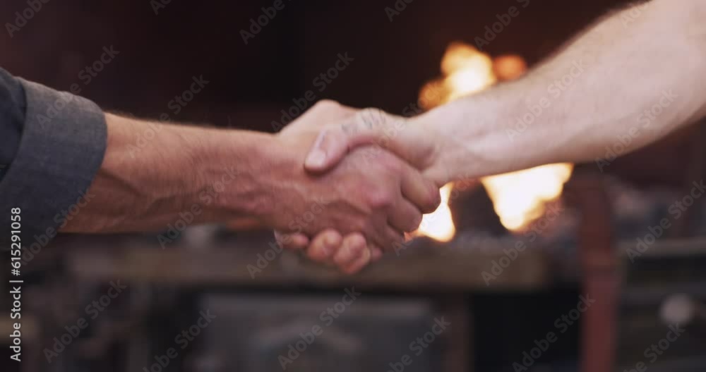 Handshake, people and collaboration in workshop with meeting, thank you and introduction in welding industry. Working together, welder trade and team shaking hands, agreement and partnership deal Handshake, people and collaboration in workshop with meeting, thank you and introduction in welding industry. Working together, welder trade and team shaking hands, agreement and partnership deal