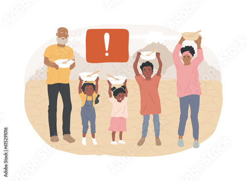 Starvation and malnutrition isolated concept vector illustration. Starvation problem, hunger and malnutrition, resource outreach, population famine, lack of food, bad nutrition vector concept.