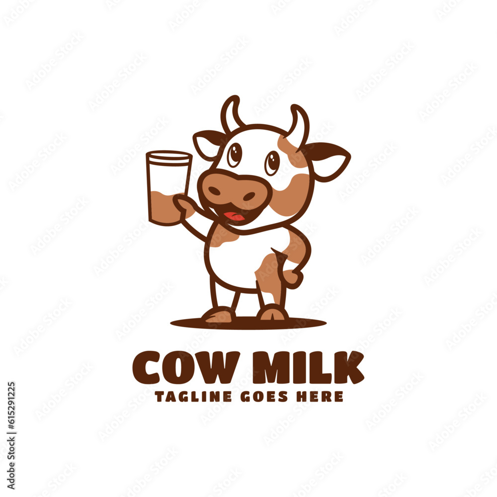 Vector Logo Illustration Cow Milk Mascot Cartoon Style. Vector Logo Illustration Cow Milk Mascot Cartoon Style.