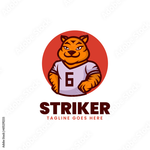 Vector Logo Illustration Striker Mascot Cartoon Style.