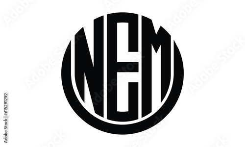 NEM shield with round shape logo design vector template | monogram logo | abstract logo | wordmark logo | lettermark logo | business logo | brand logo | flat logo.