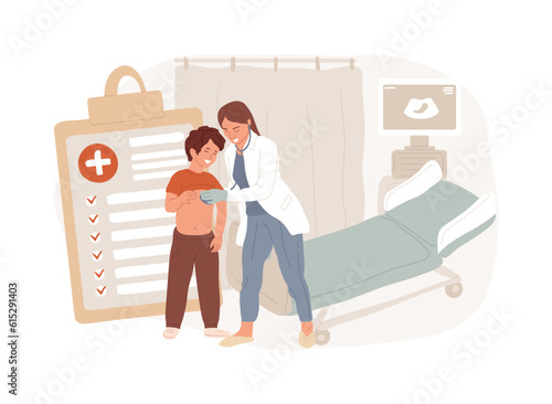 Head to toe physical examination isolated concept vector illustration. Head to toe exam, physical examination findings, clinical assessment, ultrasound, all the body systems vector concept.