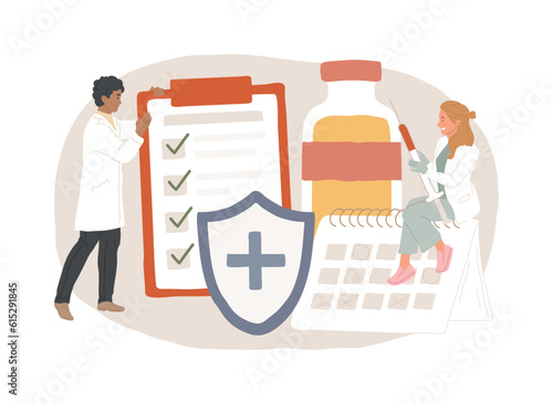 Vaccination program isolated concept vector illustration. Vaccination info, immunization program, infectious disease prevention, vaccine, health protection, public healthcare vector concept.